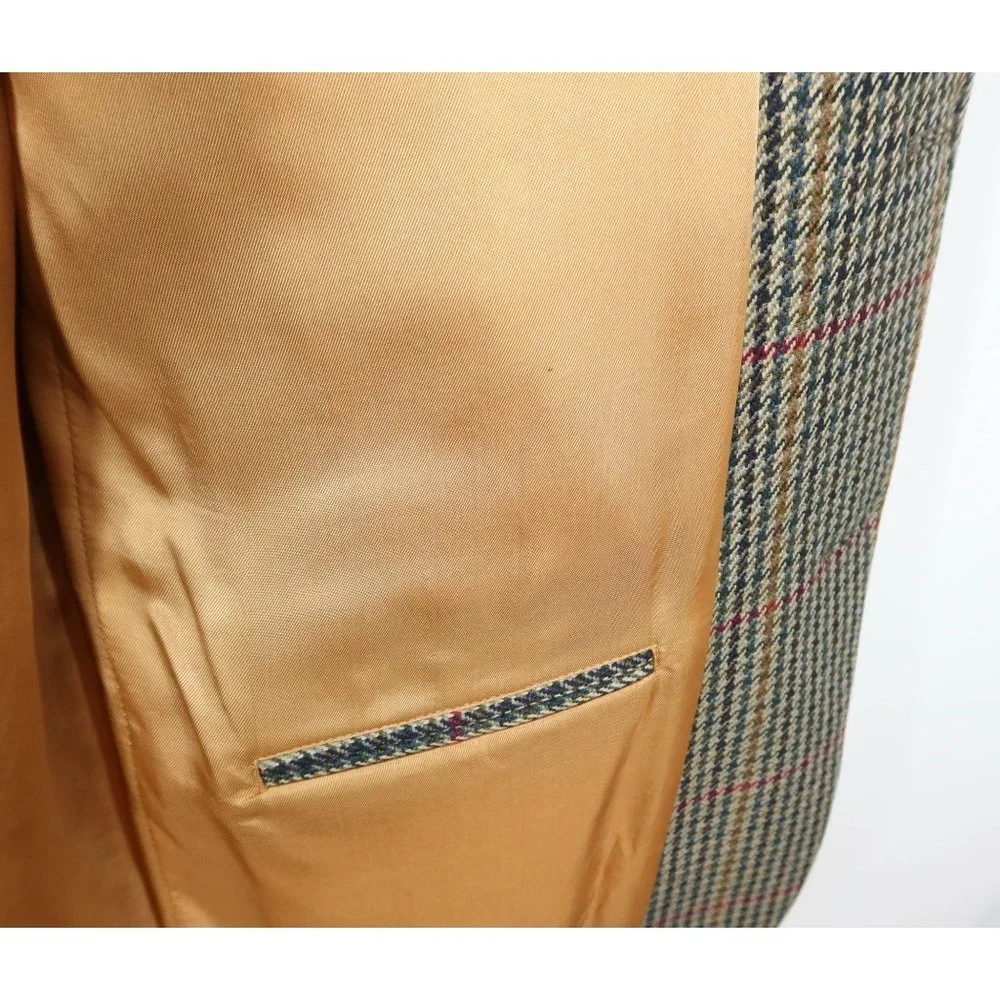 Vintage BROOK TAVERNER 42L Saxony Supreme Wool Houndstooth Blazer Sport Coat